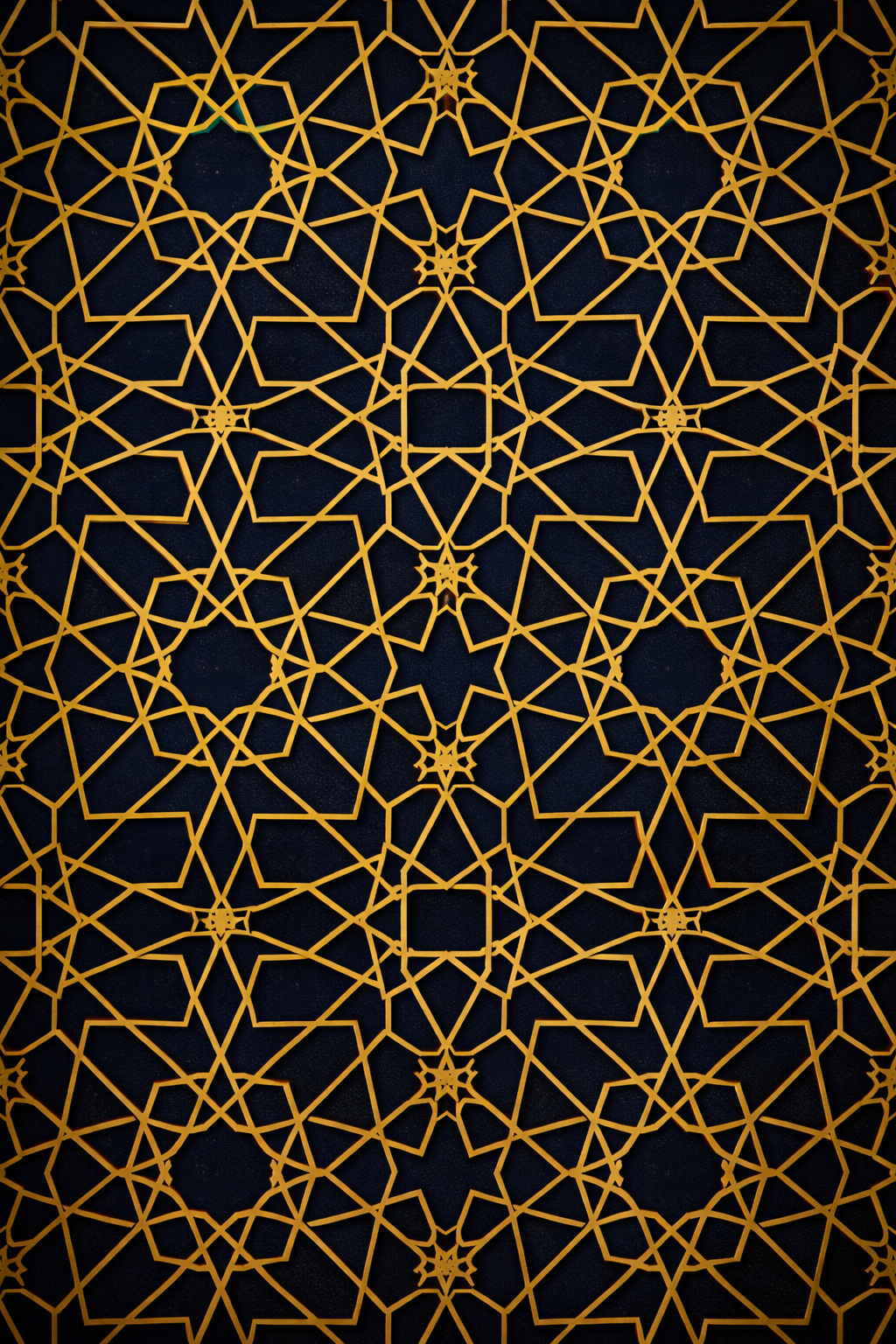 Islamic Geometric Star Pattern — Gold on Navy Blue